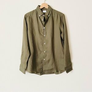 NWOT ASKET XS The Linen Shirt 100% organic linen in Olive green